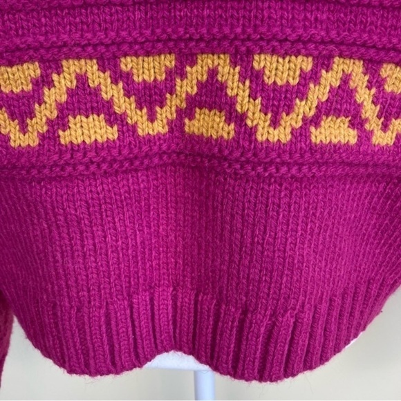 Universal Thread Fuchsia Pink Knitted Fair Isle Sweater Cropped Mock Neck Sz L - Picture 10 of 14